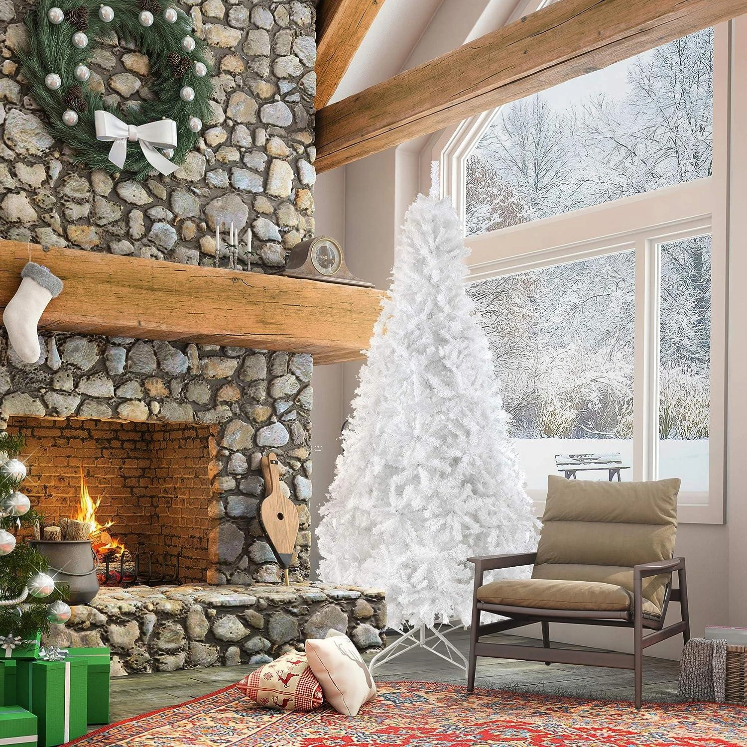 Sparkling 10ft White Christmas Tree – Lush & Festive!